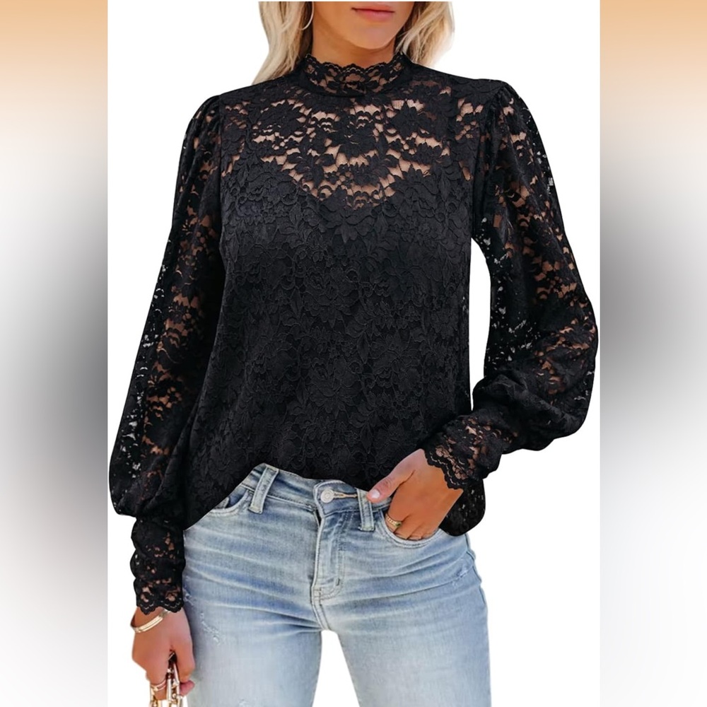 Chic Black Lace Blouse for Women